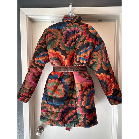 Farm Rio Crazy Mix Reversible Jaguar Floral Puffer Jacket M EUC - Picture 8 of 10